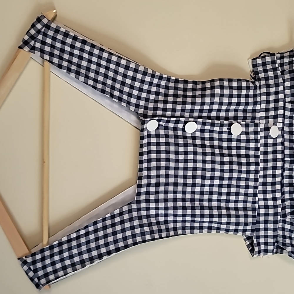 Zara Basic Gingham Checked Jumpsuit Size S - image 3